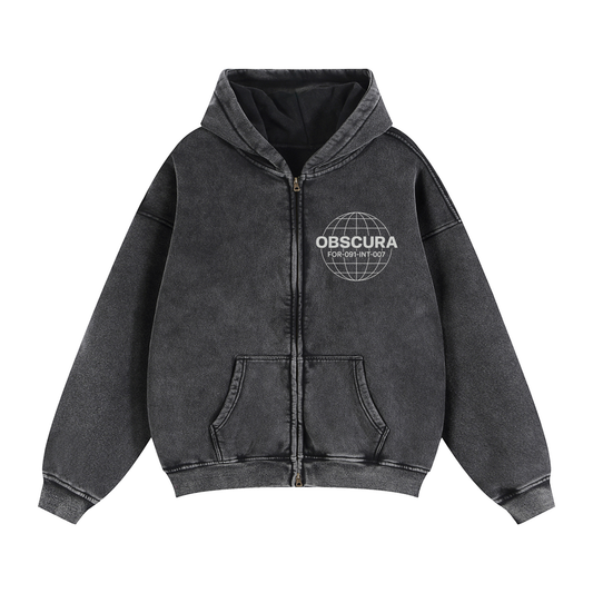 SIGNAL LOST ZIP HOODIE — BLACK