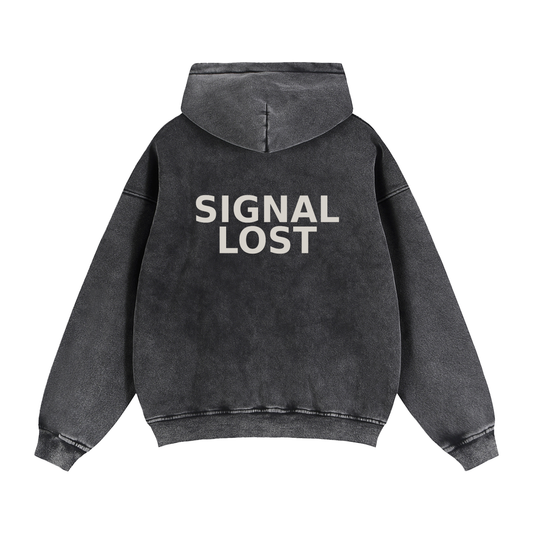 SIGNAL LOST ZIP HOODIE — BLACK